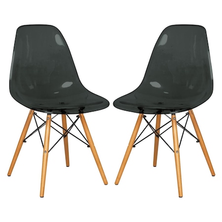 Kd 32.40 in. Dover Molded Side Chair Transparent Black - Set of 2 KD3035871